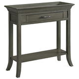 Topol Tray Edge Solid Wood Console Table with Drawer and Shelf, Smoke Gray Wash, Perfect for Entryways, Hallways, and Living Rooms – Leick Home, 10127-GR Leick Home