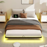 Mashomdec Full Size Floating Metal Bed Frame with Smart LED Lights & Charging Station, Metal Platform Bed Base No Box Spring Needed, Easy Assembly, Noise Free Mashomdec