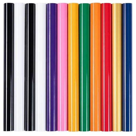HTVRONT HTV Heat Transfer Vinyl -13 Pack HTV Vinyl Sheets, 12" x 10" Iron on Vinyl for T Shirts, 10 Assorted Premium Colors Heat Transfer Vinyl for All Cutting Machines HTVRONT