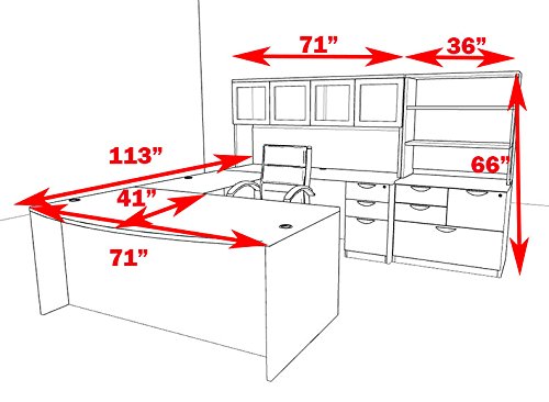 7pc U Shape Modern Executive Office Desk, OT-SUL-U48 UTM Furniture