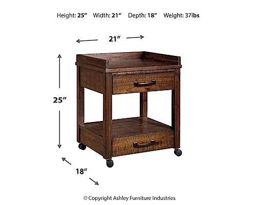 Signature Design by Ashley Baldridge Rustic Industrial Office Printer Stand with Storage, Brown Signature Design by Ashley