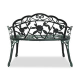 Outvita Outdoor Bench, 38" Cast Aluminum Garden Bench Anti-Rust Weather Resistant Patio Bench Rose Pattern Bench for Front Porch, Backyard, Lawn Outvita