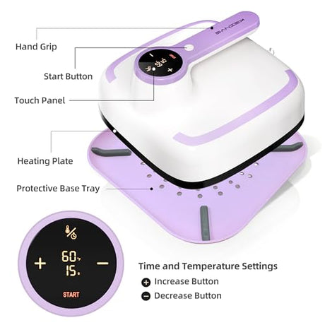 KEINVE 10"x10" Heat Press Machine for T-Shirts, Fast Heating with Timer & Auto Shut-Off, DIY Iron-On Transfer Press for Clothes & Bags - Purple 2026 Update KEINVE
