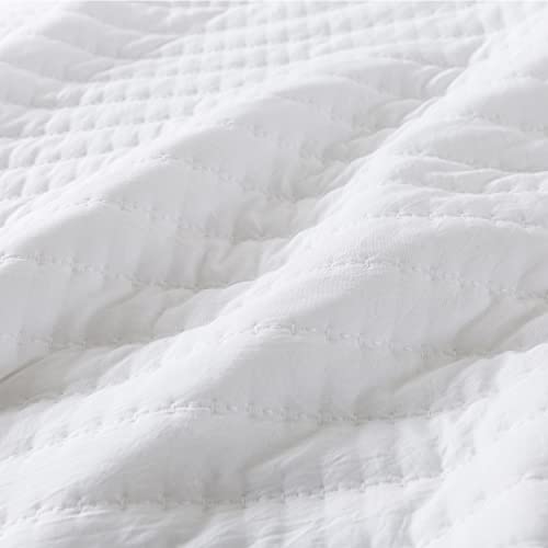 ROARINGWILD White Twin Size Quilt Bedding Sets with Pillow Sham, Lightweight Soft Bedspread Coverlet, Quilted Blanket Thin Comforter Bed Cover for All Season, 2 Pieces, 68x90 inches ROARINGWILD