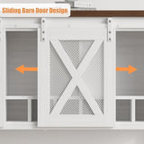 GAOMON Coffee Bar Cabinet, Farmhouse Sideboard Buffet Cabinet with Sliding Barn Doors, Wine Racks, Open Storage Shelf, for Kitchen, Dining Room, Entryway, White GAOMON