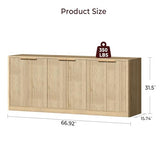 Evermagin 67" Fluted Oak Buffet Cabinet Sideboard with Storage, Large Credenza with 6 Doors, Wood Mid Century Modern Sideboard for Kitchen and Living Room (67"*31.5"*15.7") Evermagin