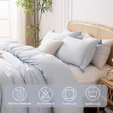 Yibeizi Light Blue 100% Washed Cotton Linen Like Duvet Cover Set Full Size, 3 Pieces, 1 Duvet Cover 80x90 Inches and 2 Pillow Shams, Soft Breathable Comforter Covers Zipper Closure Yibeizi