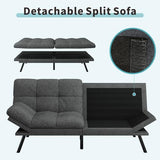 MUUEGM 71" Futon Sofa Bed, Comfortable Memory Foam Futons Sofa with Adjustable Backrest & Armrests, Convertible Loveseat Futon Bed for Compact Living Room, Apartment, Office, Medium Grey MUUEGM
