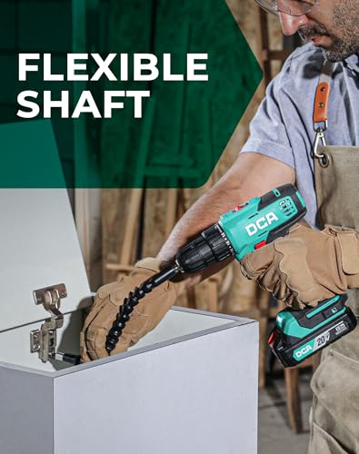 DCA Cordless Drill Set, 336 in-lbs Torque, 3/8" Keyless Chuck, Electric Power Drill with 2.0Ah Battery and Charger,18+1 Position,25-Piece 20V Drill Driver Kit, ADJZ2035 DCA