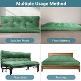 SANXUO Futon Mattres Full Size 6",Flannel Floor Foldable for Adults,Floor Futon Mattress,High Density Shredded Foam Filling Mattress for Bedroom,Living (Frame Not Included), 54 x 80, (Green) SANXUO