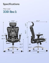 SIHOO M57 Ergonomic Mesh Office Chair, High Back Home Desk Chair with 3D Armrests, Lumbar Support and Adjustable Headrest, Comfortable Computer Chair, Big & Tall Office Chair Hold 330 LBS-Black SIHOO