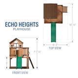 Backyard Discovery Echo Heights Elevated Cedar Playhouse, Play Kitchen, Powered Blender, Working Bell, 6 ft Wave Slide, Wrap-Around Deck, Flat Step Ladder, Growth Chart Backyard Discovery