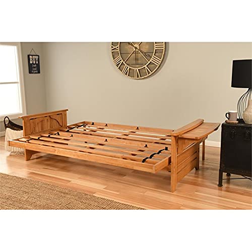 Kodiak Furniture Phoenix Queen-Size Butternut Wood Futon-Linen Stone Mattress - WoodArtSupply