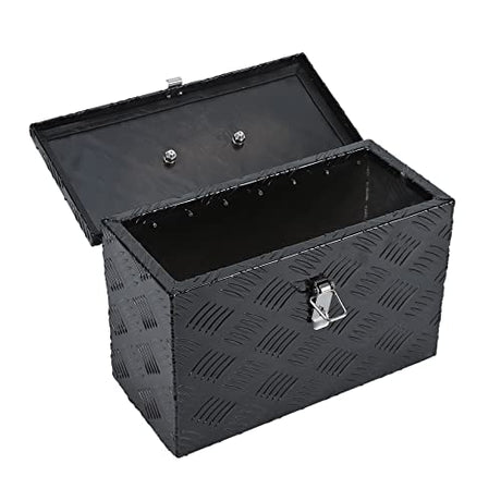 bchsadvb Truck Tool Box Aluminum Pickup Small Truck Bed Toolbox 5 Bar Tread Pattern Truck Storage Trailer Box with Lock 16"X7.5"X10" for Pickup,Truck Bed, RV, Trailer,Heavy Duty Waterproof Black box bchsadvb