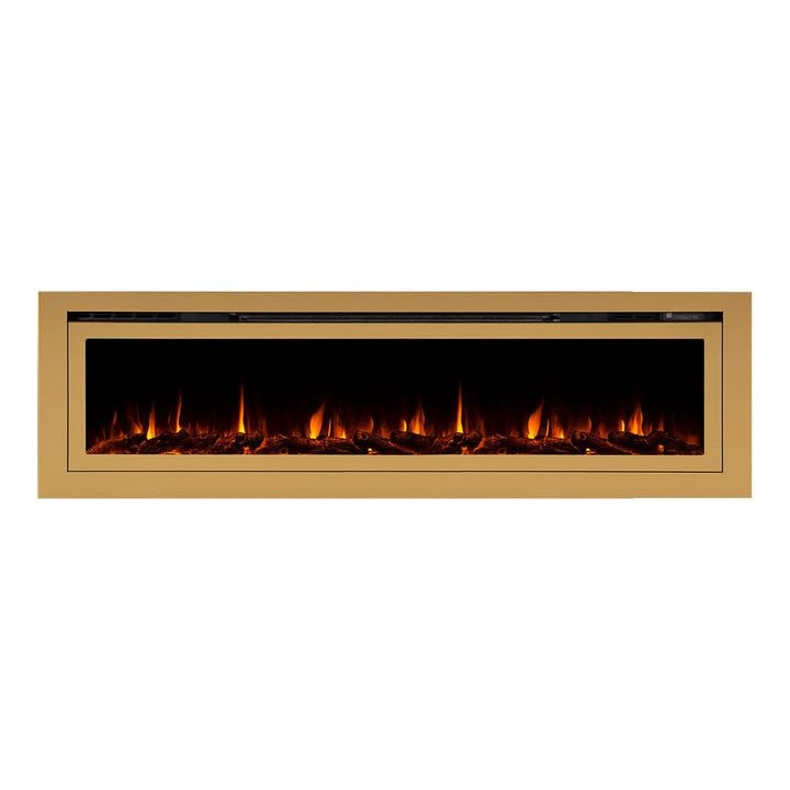 Touchstone Sideline Deluxe® -Gold Smart Electric Fireplace- 72 Inch Wide- Alexa®/WiFi-Enabled- in Wall Recessed- 5 Flame Settings- 9 Flame Colors- 1500W Heater- Log & Crystal Options- 86278