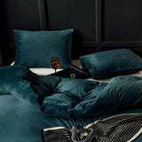 WARMDERN Peacock Blue Flannel Velvet Duvet Cover King Size Duvet Cover Bedding Sets, 3pcs Ultra Soft Luxury Textured Modern Crystal Velvet Duvet Covers with Zipper Closure(Peacock Blue, King) WARMDERN