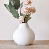 Carrot's Den White Round Vase - Minimalist Nordic, Japandi, Mid Century Modern Home Decor | Table Centerpiece, Wedding, Living Room, Bookshelf, Office, Modern Home, Entryway, Console (White) Carrot's Den