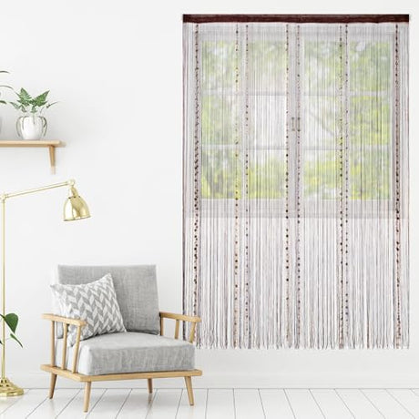 VavoStocks 4 Pack Decorative Beaded Curtains Door String Curtains, Hanging Fringe Room Divider Beads Wall Panel Boho Tassel Screen with 5 Rows Beaded for Doorway Window Wall Closet (39×79in, Coffee) VavoStocks