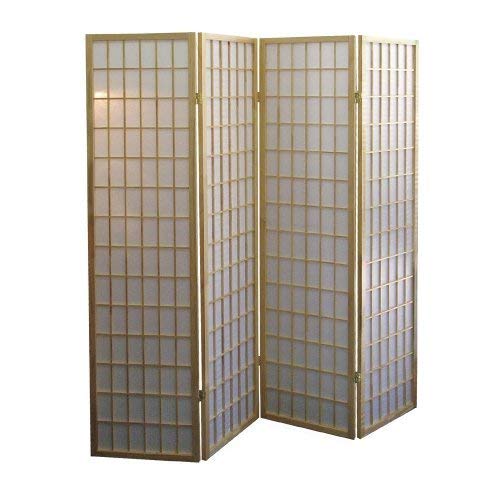 GTU Furniture Japanese Style 4 Panels Wood Shoji Room Divider Screen Oriental for Home/Office (Natural) GTU Furniture