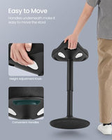 SONGMICS Ergonomic Wobble Stool, Height Adjustable Standing Desk Stool 23.3-33.1 Inches, Swivel Balance Chair with Non-Slip Base, Saddle Seat, for Active Sitting, Office, Home, Ink Black UOSC008B01 SONGMICS