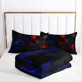 Nttopship Red and Blue Checkered Comforter Set Twin Honeycomb Bedding Sets 3PCS for Kids Teen Adult Boy Room Decor Ultra-Soft Lightweight Microfiber 1 Comforter with 2 Pillowcases Nttopship