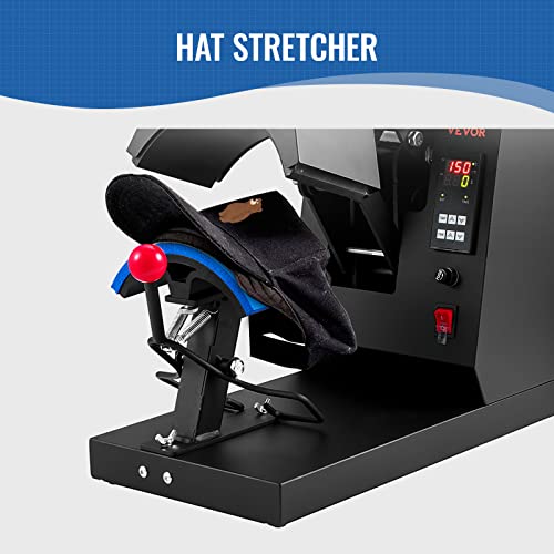 VEVOR 4-in-1 Hat Heat Press, 6x3inches Heating Platen Cap Heat Press Machine, Sublimation Transfer Hats Caps, LCD Digital Control with Four Replaceable Heating Pads (6x3/6.7x2.7/6.7x3.8/8.1x3 - WoodArtSupply