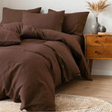 FEDALI HOME Cocoa Brown Duvet Cover Queen Size - Extra Cozy Bedding - 160 GSM Ultra Soft Duvet Cover Set with 2 Pillow Shams - 3 Pieces - Comforter Not Included