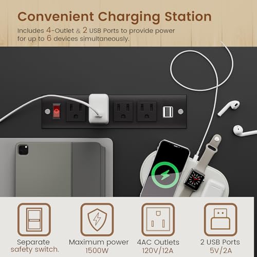 Itaar Farmhouse 55" Executive Desk, Computer Desk with Storage Drawers and Power Outlet, Home Office Desk, Workstation for Office Home, White Itaar