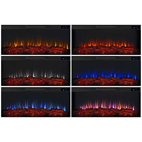 Real Flame Landscape Electric Firebox, Replaceable Fireplace Heater, Realistic Log and Flame Effect, Timer Real Flame