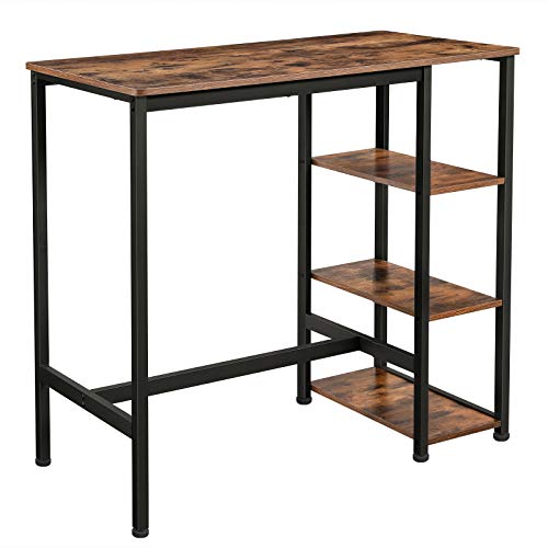 VASAGLE Industrial Bar Table with Sturdy Metal Frame in Rustic Brown - Easy Assembly and Stylish Design