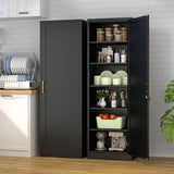 risuoge Metal Locker Cabinet, 19.7’’W Narrow Lockable Single Bathroom Storage Cabinet, File Cabinet with Lock and Adjustable Shelves for Living Room, Home Office, Kitchen, Black risuoge