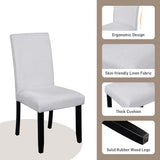 Merax 5-Piece Round Dining Table Set, Modern 4 Upholstered Chairs for Living,Kitchen Room, 43 Inch, Beige+White Merax