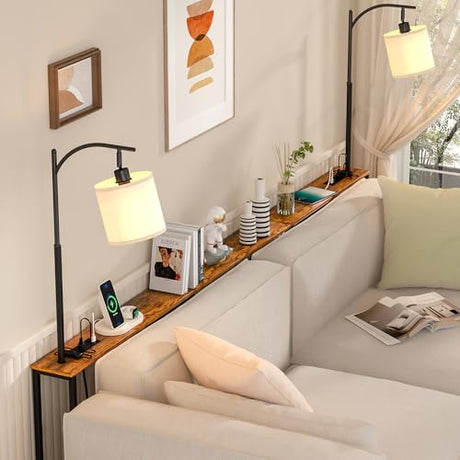 keomaisyto Skinny Console Table with Outlet, Narrow Sofa Table with 3-Color Light, Behind Couch Table with 3 Color Temperatures Led Bulb for Living Room, Bedroom, Entryway, Hallway keomaisyto