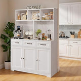 Gizoon Kitchen Pantry Cabinet with Microwave Shelf 60.2" Tall Coffee Bar Cabinet with Storage Kitchen Hutch with Countertop for Dining Room and Craft Room, White Gizoon