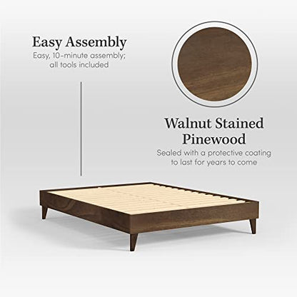 Cardinal & Crest Solid New Zealand Pine Wood Bed Frame - California King - Walnut Finish - WoodArtSupply