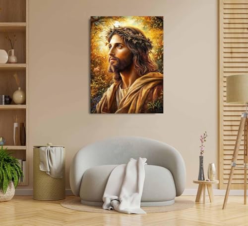 Jesus Paint by Numbers Kit for Adults, 16"x20" Canvas Painting Kit for Beginners, Modern Aesthetic DIY Paint by Number on Canvas for Home Wall Decor 49 WoodArtSupply