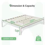 Novilla Queen Metal Platform Bed Frame with Wood Slat Support – Easy Assembly, White Finish Novilla