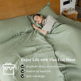Simple&Opulence French Linen Flat Sheet,100% Natural Flax Bedding Sheet with Stone Washed King Size(108''x102'') Ultra Soft Breathable-1 Piece Flat Top Sheet Only Basic Style, Sage Green Simple&Opulence
