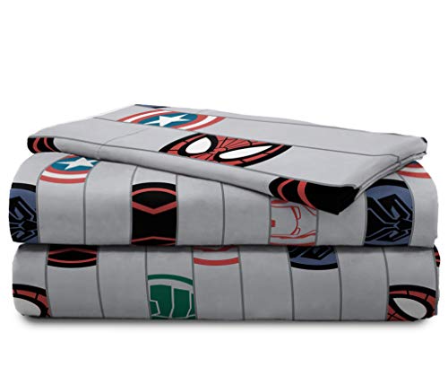 Jay Franco Kids Sheet Set with Fitted, Flat Sheets & Pillow Cover - Ultra-Soft Bedding with Pillowcase for Room Decor, Gray - Avengers, 3 Piece Twin Jay Franco