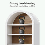 LITTLE TREE 8-Tier Bookcase, 78.7" Tall Bookshelf with Arched Top, Large Freestanding Wooden Open Bookcase Bookshelf, Modern Book Shelf Organizer for Living Room, Bedroom, Office, Library, White Brown LITTLE TREE