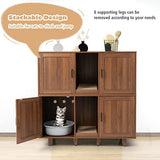 Tangkula Double Cat Litter Box Enclosure for 2 Cats, Large Stackable Hidden Privacy Cat Washroom Cabinet with Scratching Board, Indoor Cat House TV Stand Side Table, Litter Box Furniture (Brown) Tangkula