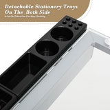 Athena Collection 41" Drafting Table Adjustable Angle Drawing Table Tempered Glass Art Desk Metal Frame Craft Desk Artist Desk with Fabric Drawers, Rolling Casters and Trays, Light Grey Athena Collection