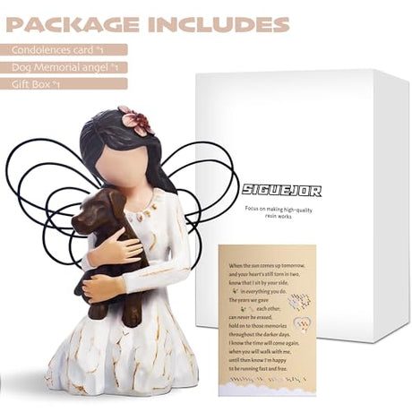 SIGUEJOR Loss of Dog Sympathy Gift, Dog Memorial Gifts, Angel Figurine, Remembrance Keepsake, Pet Sympathy Gift(Brown) SIGUEJOR