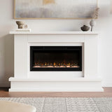 Modern Ember Patton White Mantel Package 64" W x 42" H with 42 Inch Electric Fireplace - 5 Flame Colors, 10 Ember Bed Colors, Log Kit & Crystal Embers | Alexa/WiFi Enabled Modern Ember
