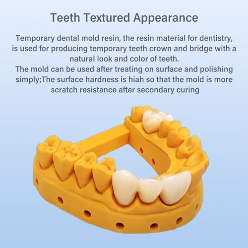 Antinsky Temporary Dental Model Resin for DLP LCD 3D Printer Resin 405nm High Precision High Hardness Fast Cure Time Teeth Textured Appearance Teeth Color A2 500g Antinsky