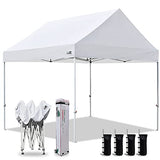 Eurmax USA Patented 10x10 Pop Up Canopy Tent Party Tent Commercial Instant Canopies Shelter with Heavy Duty Roller Bag,Bonus 4 Sand Bags (Snow White) Eurmax