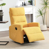 360° Swivel Rocker Recliner Chair for Small Spaces, Manual Recliner with Side Pockets for Petite Adults, Small Rocker Recliner for Living Room, Bedroom - Yellow