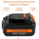 ARyee 6.0Ah Battery Replacement for Dewalt 20 Volt MAX Lithium Ion Battery DCB205 DCB200 DCB206 DCB206-2 DCB204 DCB204BT-2 DCB203 DCB201 with LED Indicator ARyee
