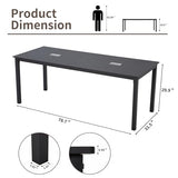 ECOTOUGE 6.5FT Conference Table, 78.7 inch Rectangle Meeting Seminar Table for 6-8 People, Modern Industrial Computer Desk with Spacious Desktop Business Tables for Home Office(Only Table) (Black) ECOTOUGE