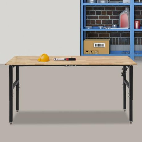Adjustable Workbench, Heavy Duty Work Bench with Power Outlets and USB Ports, Wood Top Workstation Table, 2000 LBS Load Capacity Work Benches for Garage, Workshop, Office, Home Use (71.65x19.69in) Eapmic